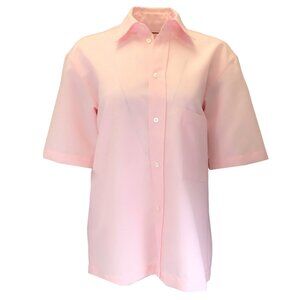 PLAN C PINK SHORT SLEEVED BUTTON-DOWN BLOUSE
